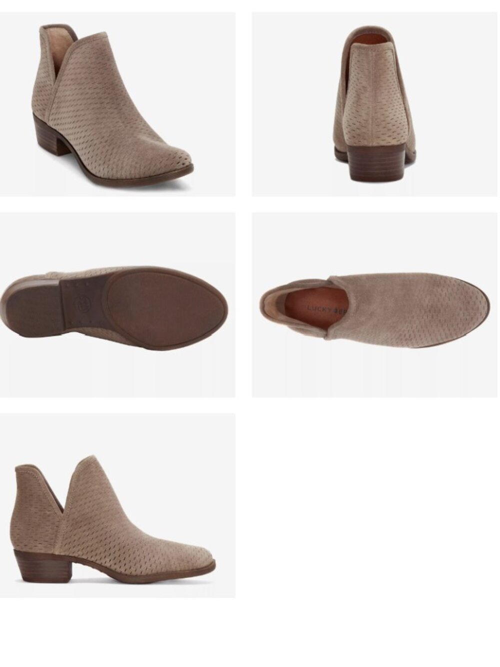 Lucky Brand - Baley Ankle V-Cut Leather Booties - Size 6.5 | Brindle Taupe Gray